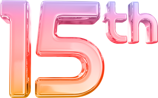 15 Years Anniversary gradient 3d